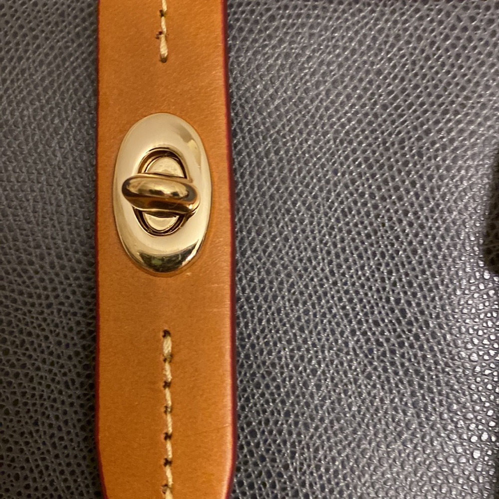 Dooney &Bourke Shelby Shopper in gray with honey accents hardware in gold EUC - Picture 3 of 15